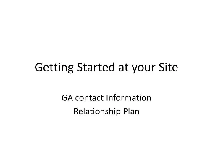 getting started at your site