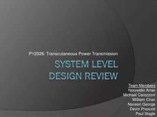 System level design review