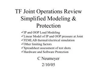 TF Joint Operations Review Simplified Modeling &amp; Protection