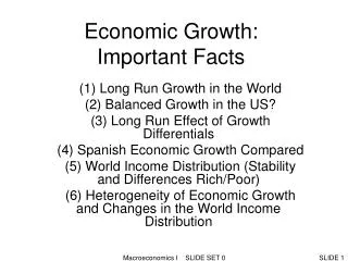 Economic Growth: Important Facts