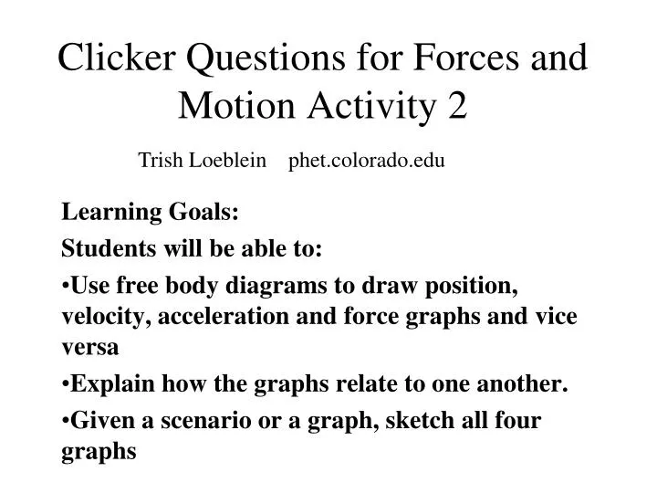 clicker questions for forces and motion activity 2