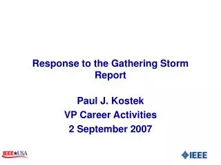 Response to the Gathering Storm Report