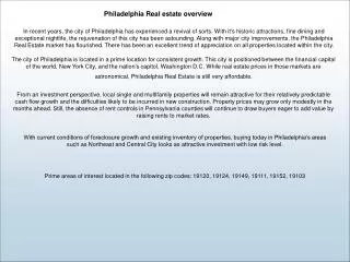 Philadelphia Real estate overview