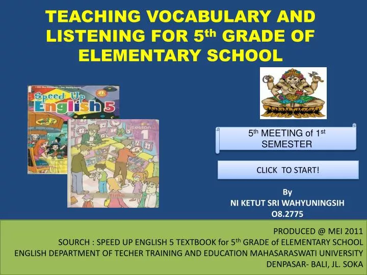 teaching vocabulary and listening for 5 th grade of elementary school