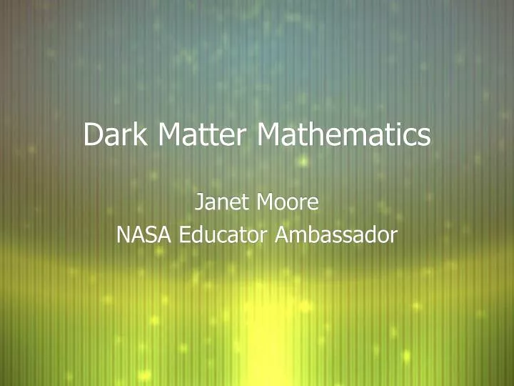 dark matter mathematics