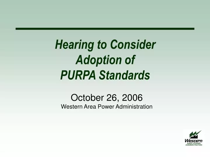 hearing to consider adoption of purpa standards