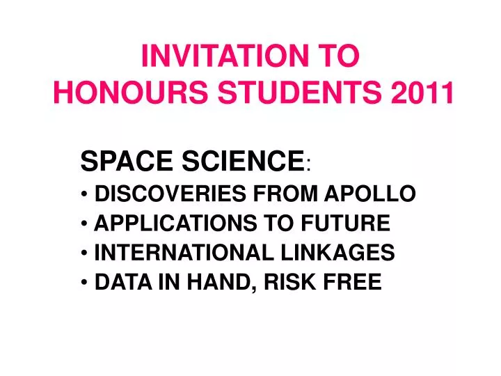 invitation to honours students 2011