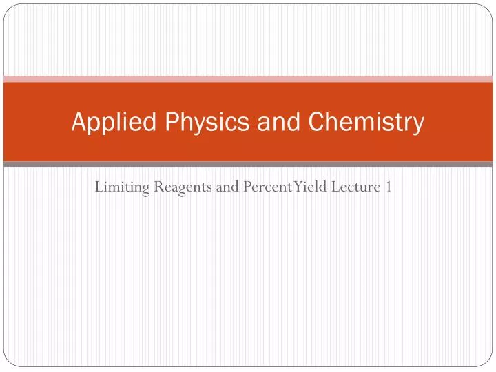 applied physics and chemistry