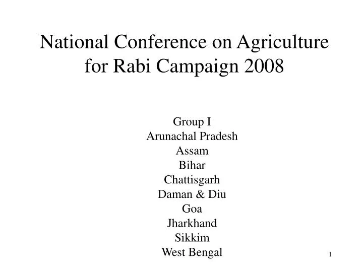 national conference on agriculture for rabi campaign 2008
