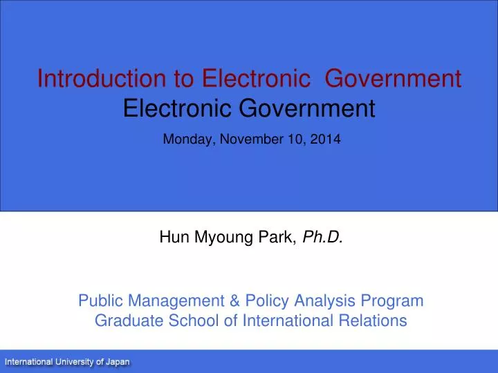 introduction to electronic government electronic government monday november 10 2014