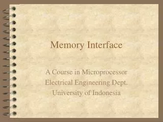 Memory Interface