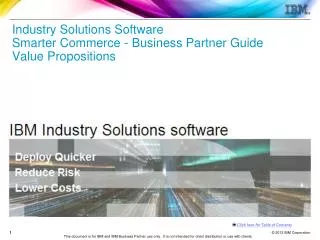 Industry Solutions Software Smarter Commerce - Business Partner Guide Value Propositions