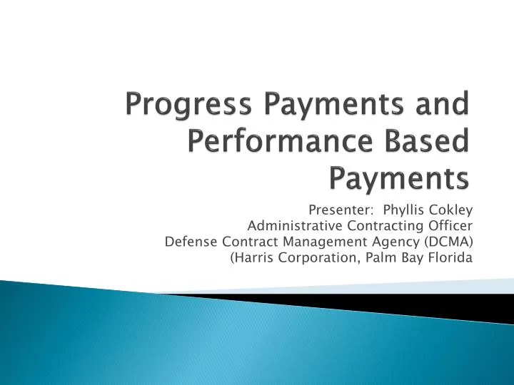 progress payments and performance based payments