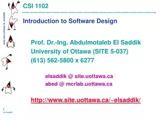 CSI 1102 Introduction to Software Design