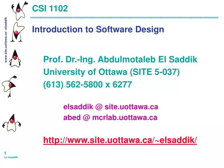 csi 1102 introduction to software design