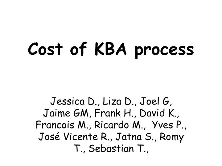cost of kba process