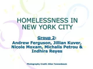 HOMELESSNESS IN NEW YORK CITY