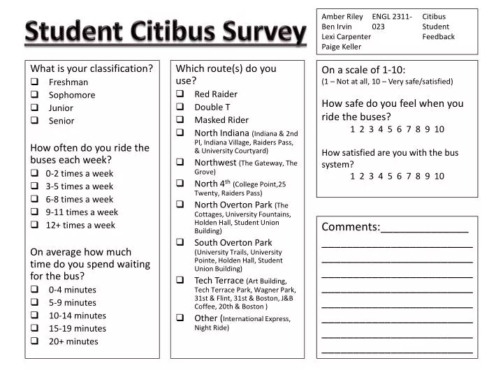 student citibus survey