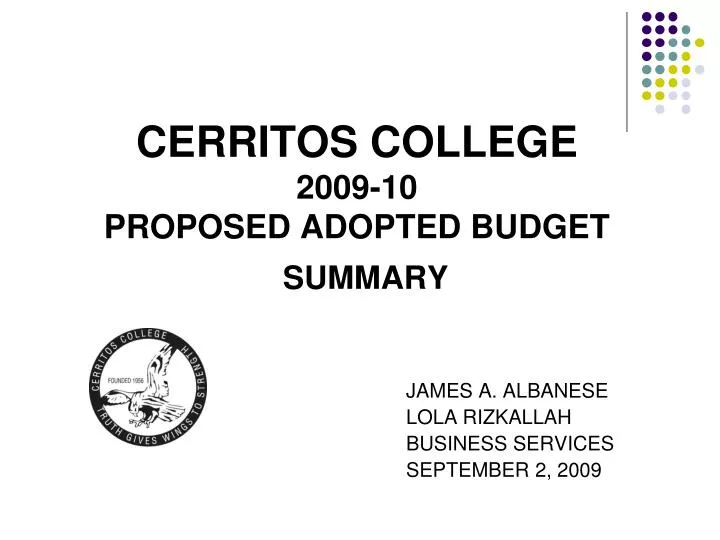 cerritos college 2009 10 proposed adopted budget