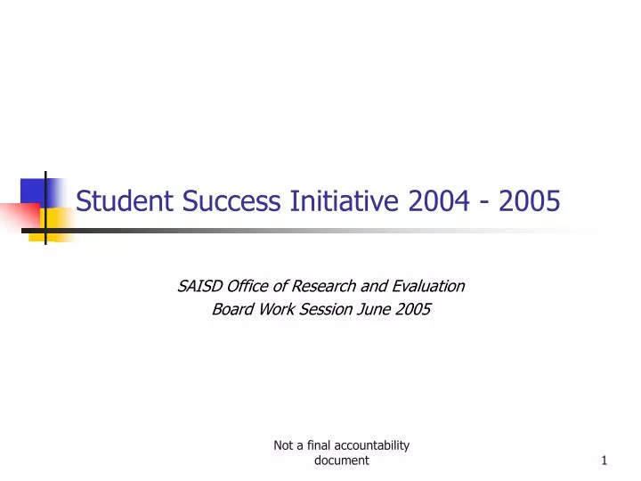 student success initiative 2004 2005