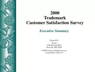 2000 Trademark Customer Satisfaction Survey