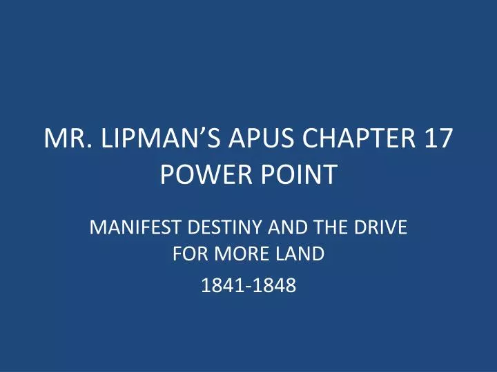 mr lipman s apus chapter 17 power point
