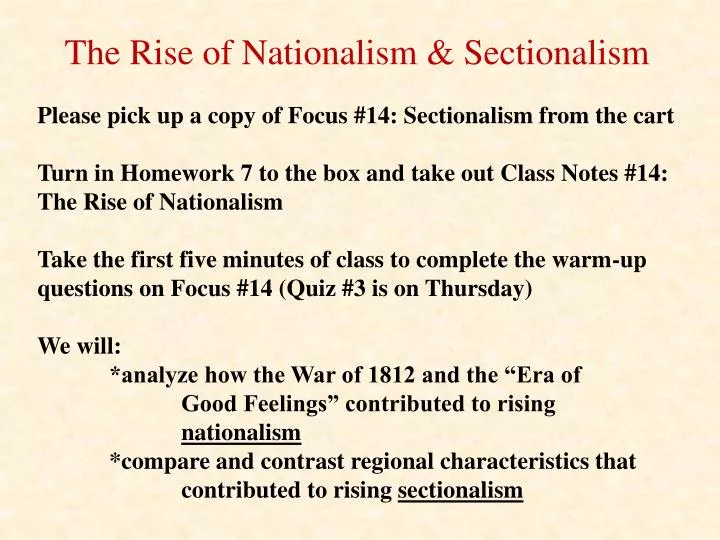 the rise of nationalism sectionalism