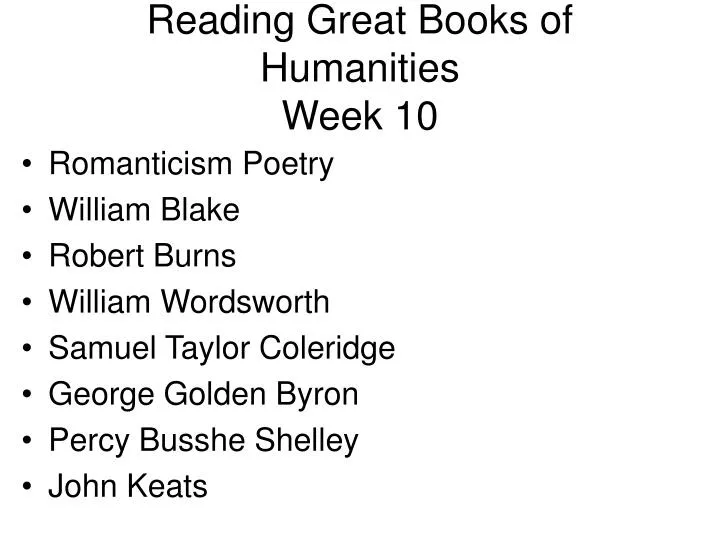 reading great books of humanities week 10