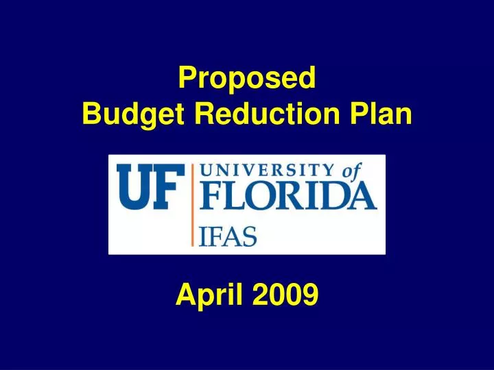 proposed budget reduction plan april 2009