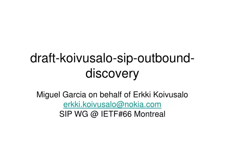 draft koivusalo sip outbound discovery