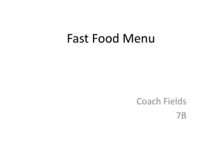 Fast Food Menu