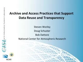 Archive and Access Practices that Support Data Reuse and Transparency