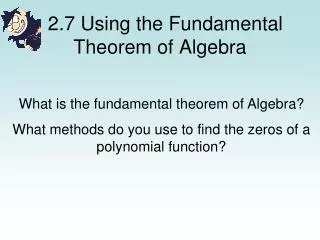 2 7 using the fundamental theorem of algebra