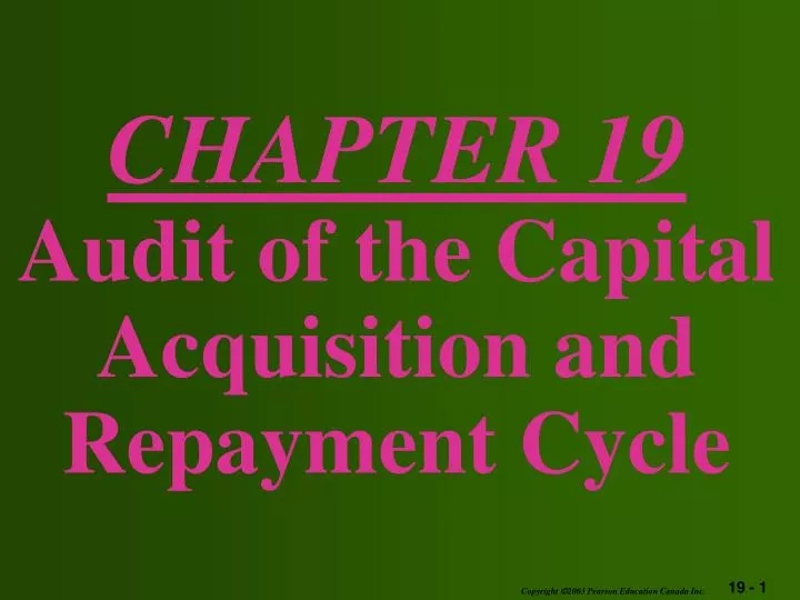 chapter 19 audit of the capital acquisition and repayment cycle