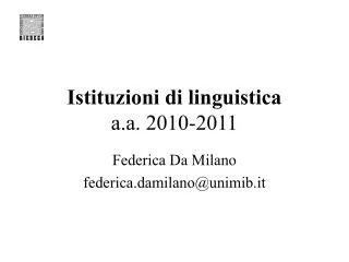 istituzioni di linguistica a a 2010 2011