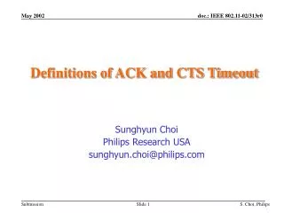Definitions of ACK and CTS Timeout