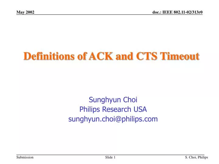 definitions of ack and cts timeout