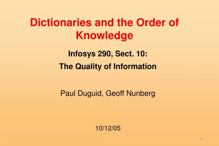 dictionaries and the order of knowledge