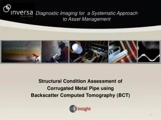 Diagnostic Imaging for a Systematic Approach to Asset Management