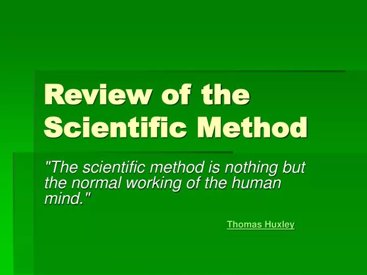 review of the scientific method