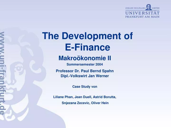 the development of e finance