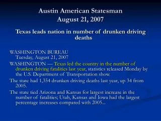 Austin American Statesman August 21, 2007