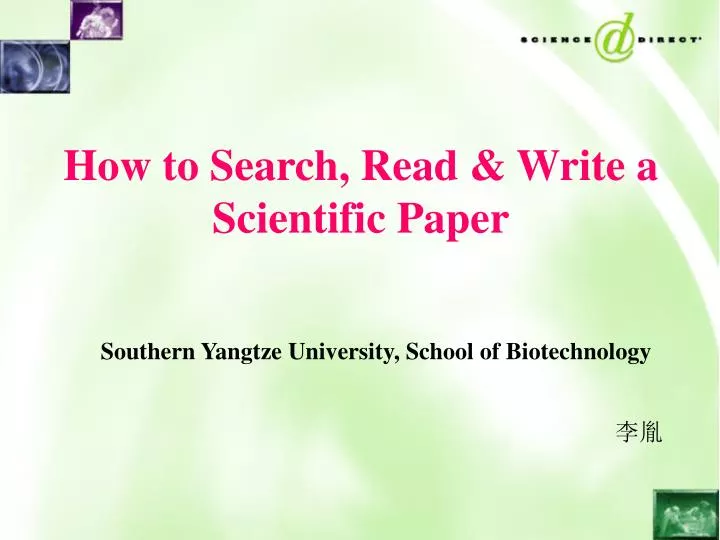how to search read write a scientific paper