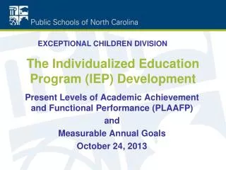 The Individualized Education Program (IEP) Development