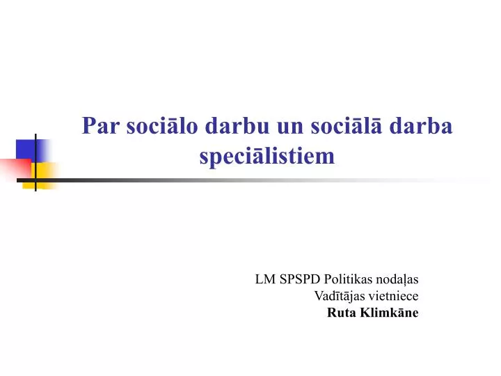 par soci lo darbu un soci l darba speci listiem