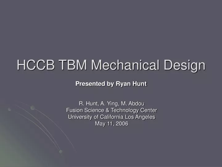 hccb tbm mechanical design