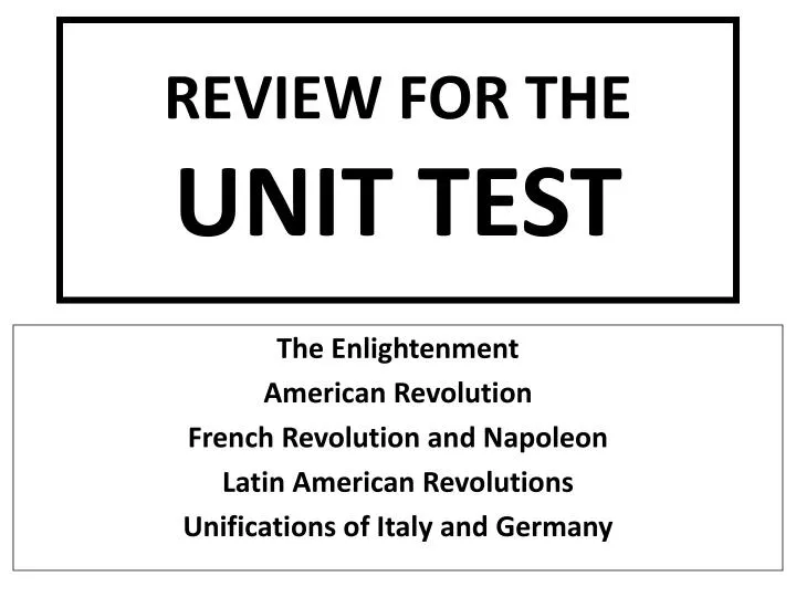 review for the unit test
