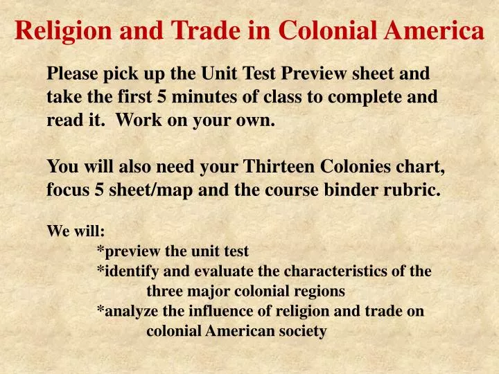 religion and trade in colonial america