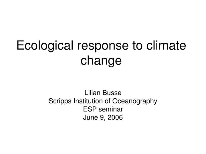 ecological response to climate change