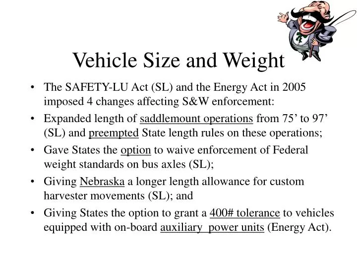 vehicle size and weight